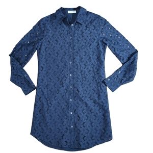 Equipment Brett navy lace tunic shirtdress XS